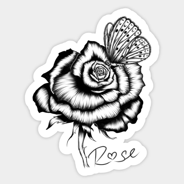 Rose and Butterfly. Sticker by Introvert Home 